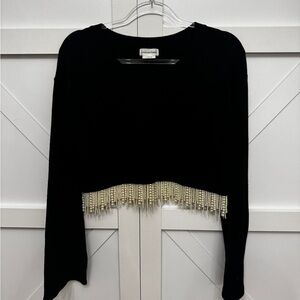 Lovers and Friends cropped pearl trim sweater